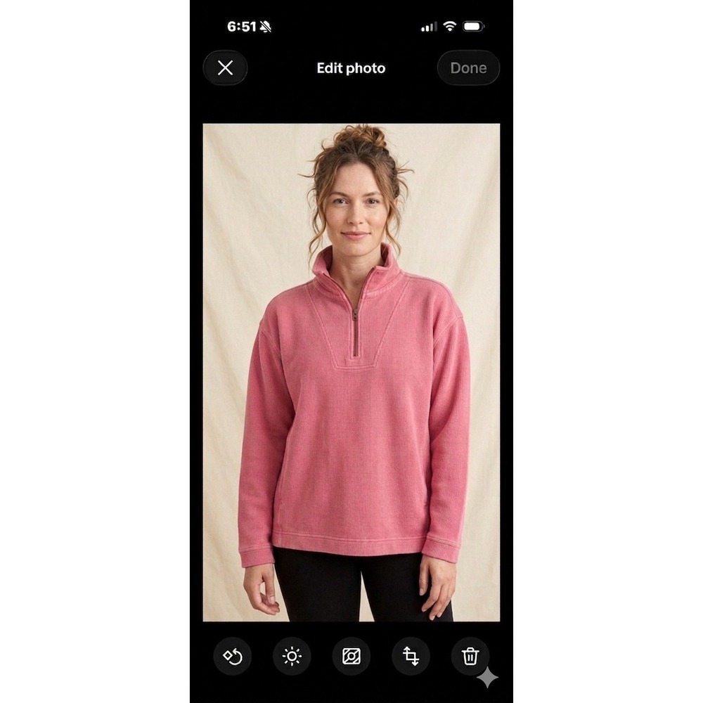 Tommy Bahama Pullover Top Womens L Pink Quarter Zip Fleece